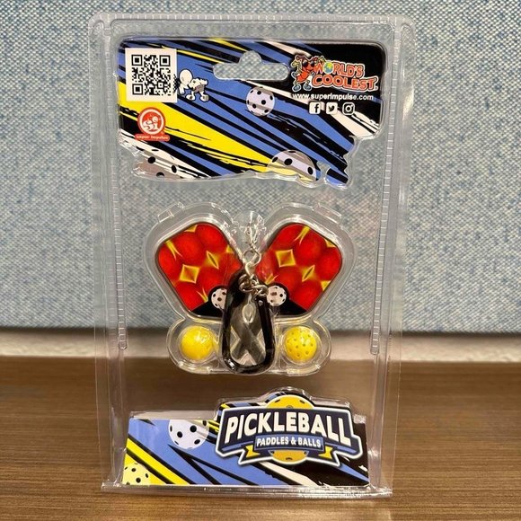 New World's Smallest Coolest Pickleball Game Paddles & Balls + Keychain Works! - Picture 2 of 4